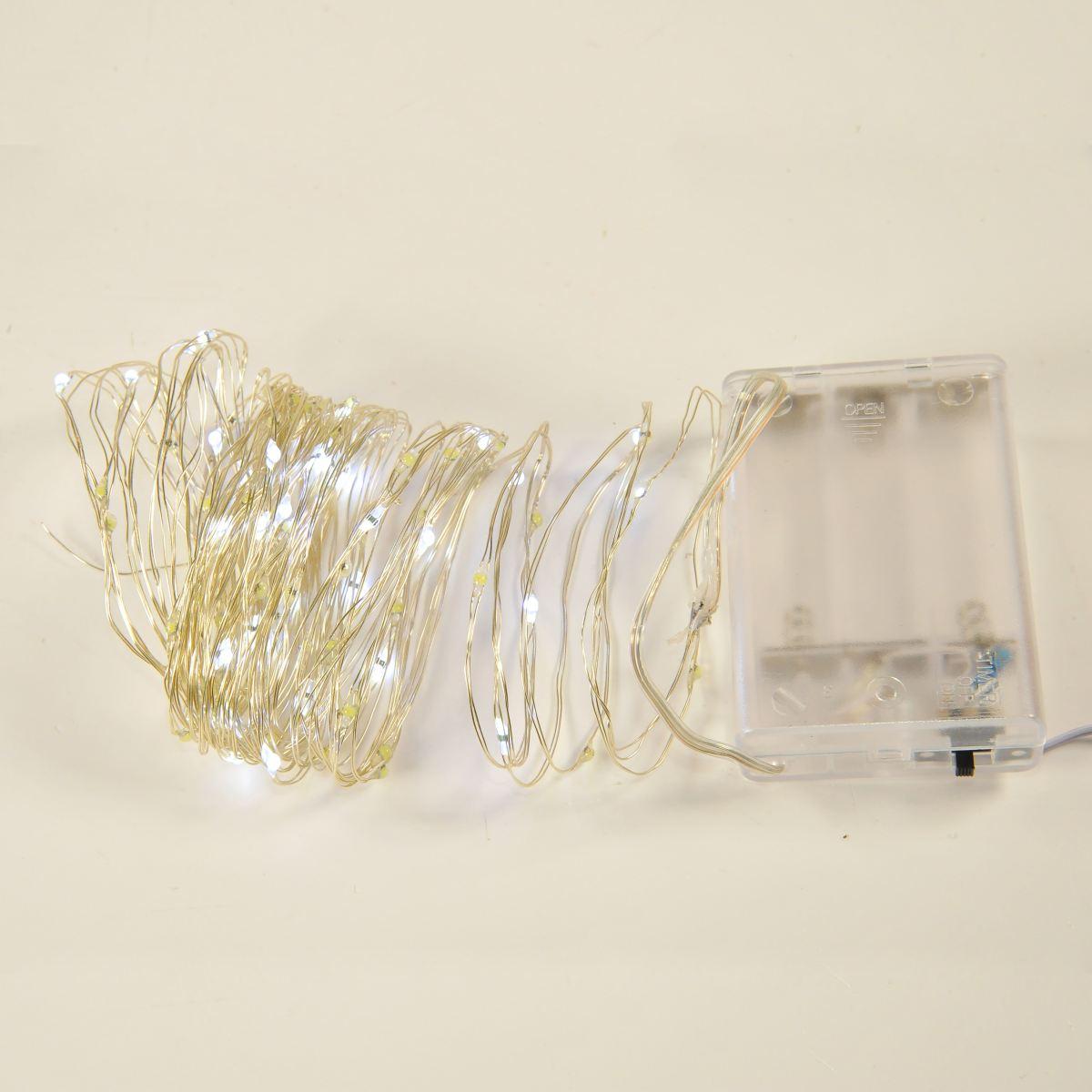 Luci di natale esterno batteria 100 led bianco freddo