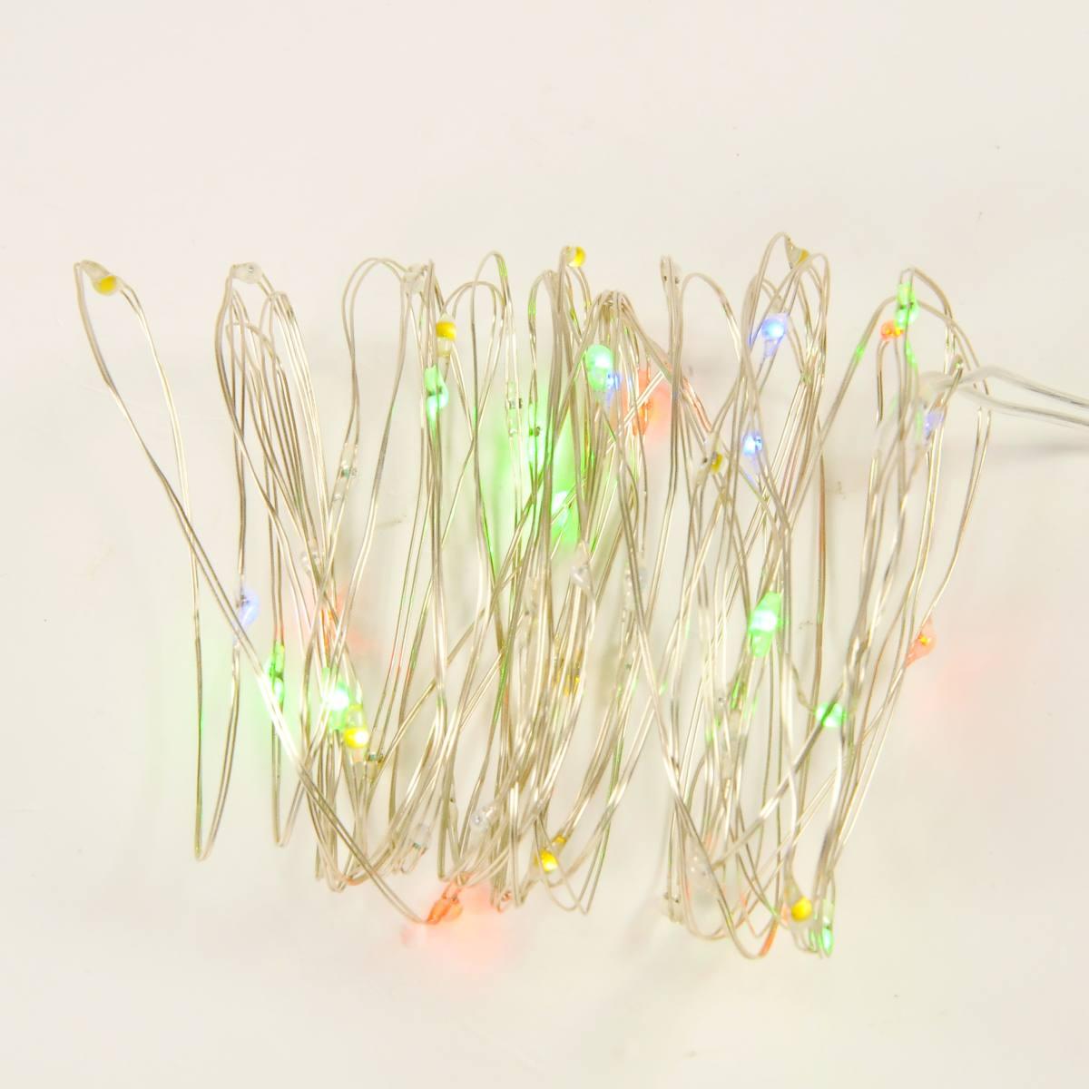 Luci di natale esterno batteria 50 led micro multicolor flash