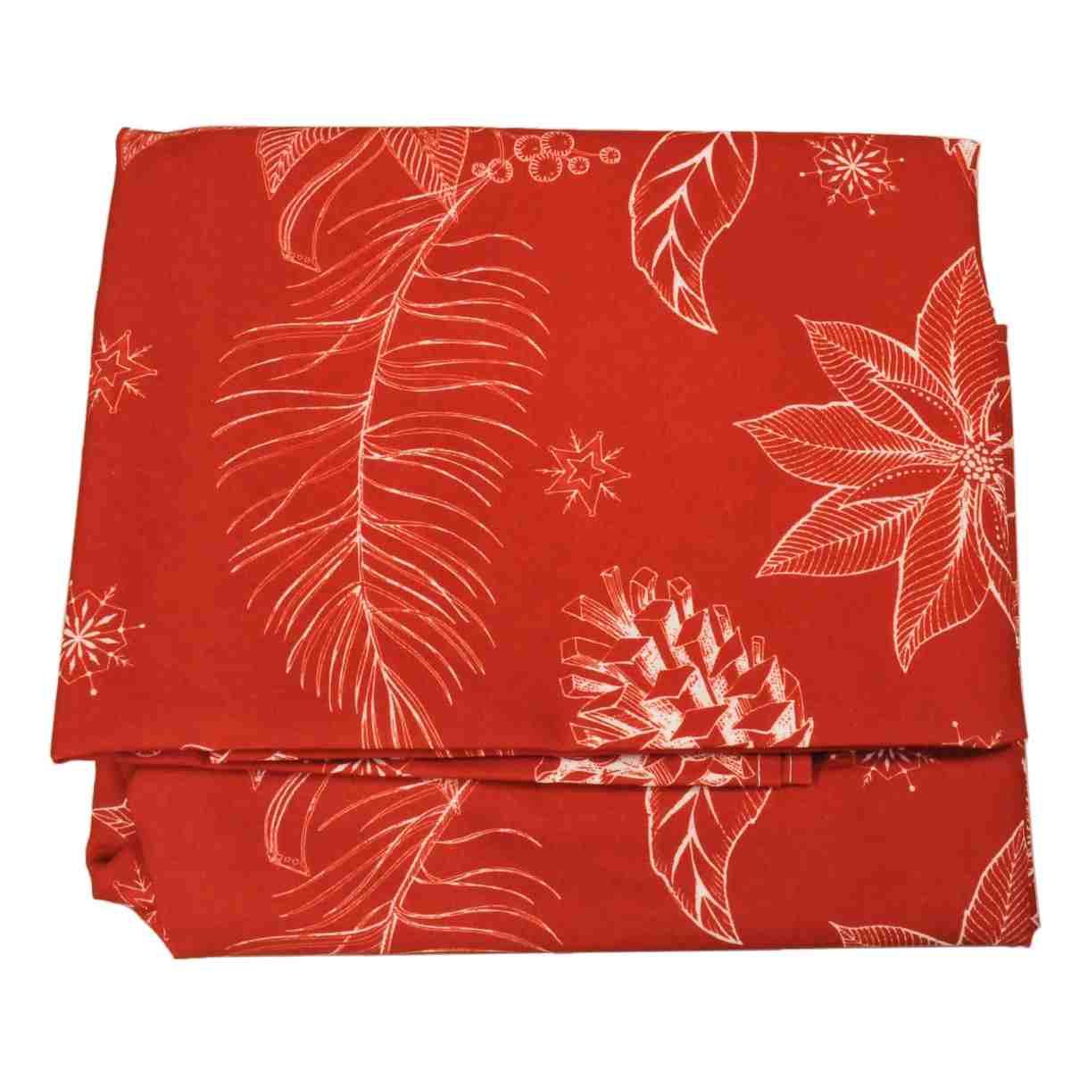 Tovaglia natalizia rossa foglie 140 x 170 cm