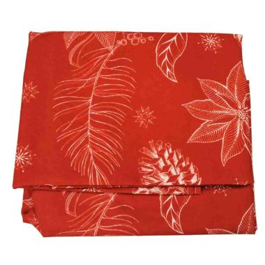Tovaglia natalizia rossa foglie 140 x 170 cm