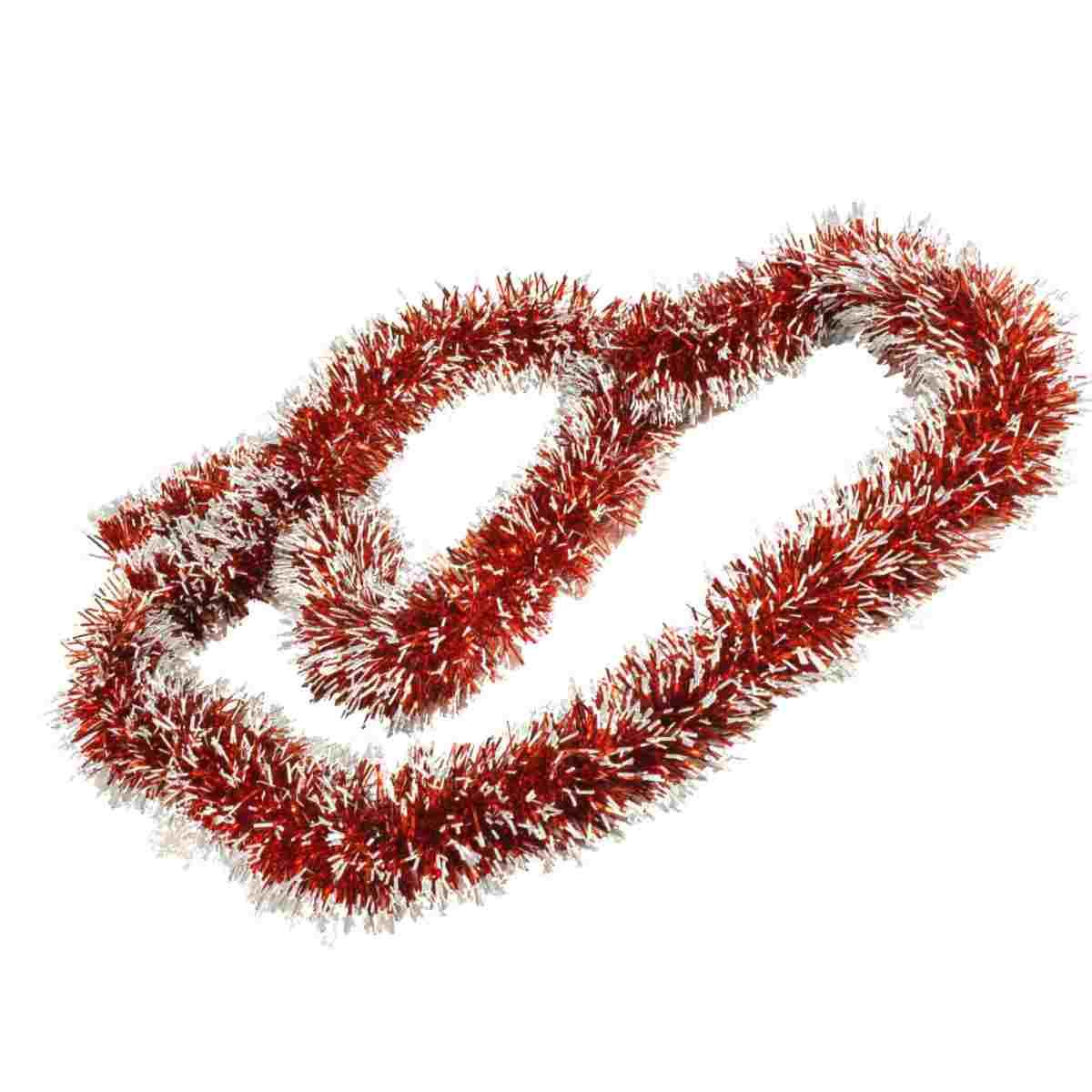 Frangia natalizia rossa bianca glitter 1,8 mt ø 8 cm