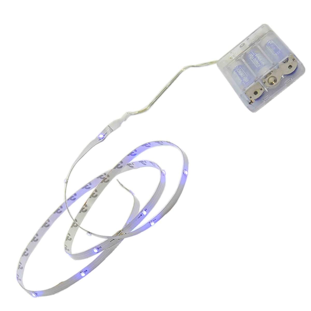 Luci di natale esterno batteria 20 led nastro blu 1 mt