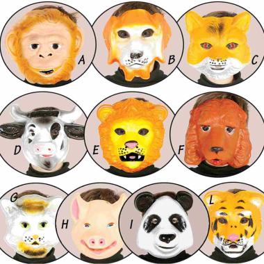 Maschera viso pvc animali multicolor