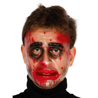 Maschera viso pvc horror trasparente insanguinata
