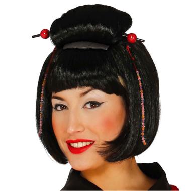 Parrucca geisha nera corta frangia