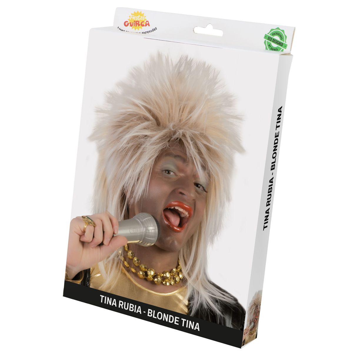 Parrucca punk rock bionda lunga cresta
