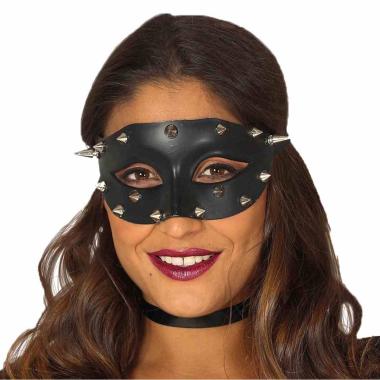 Maschera viso pvc nera borchie