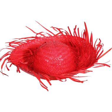 Cappello paglia rosso fragola
