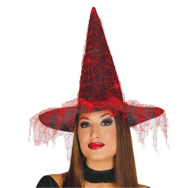 Cappello strega nero veletto rosso