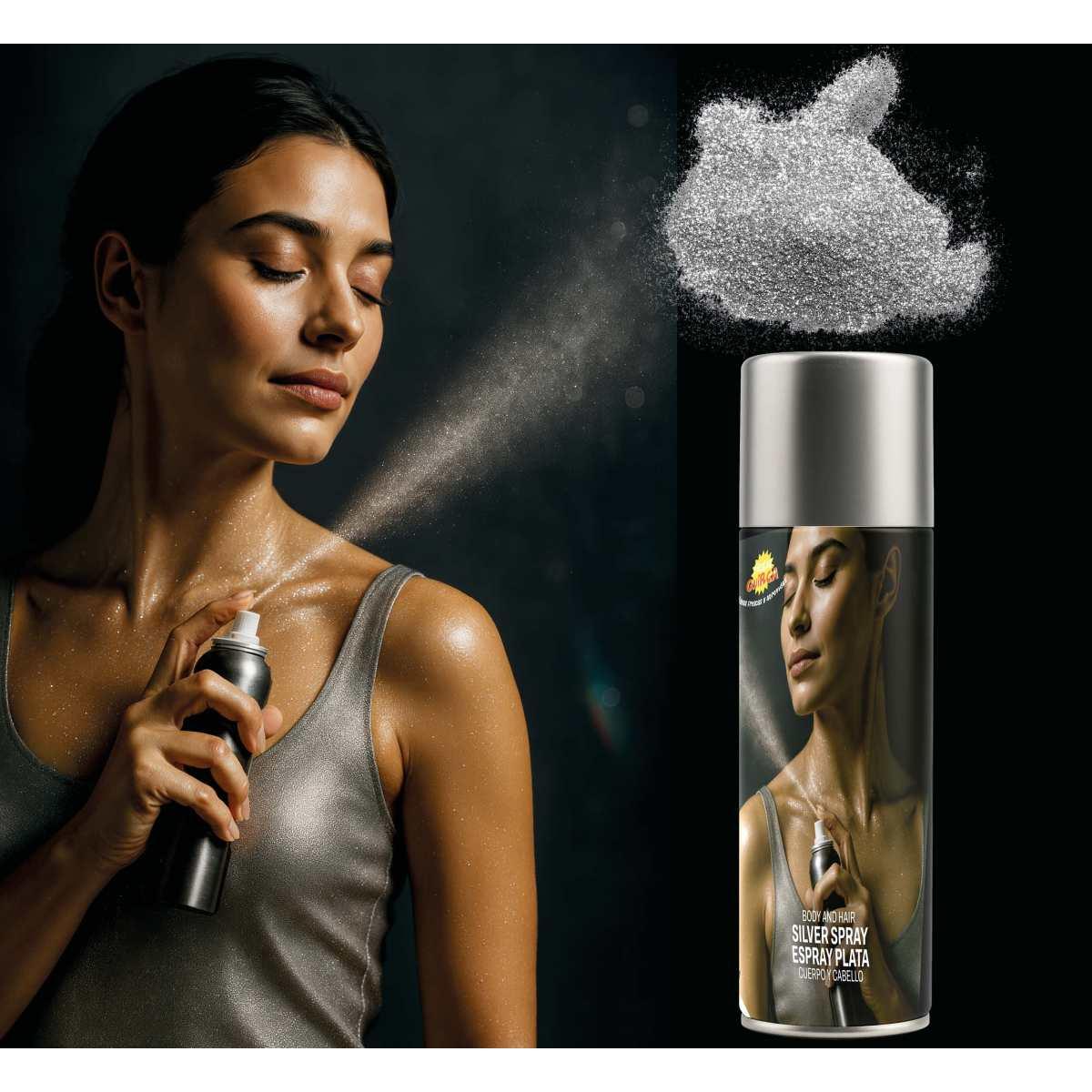 Trucco spray corpo glitter argento ml