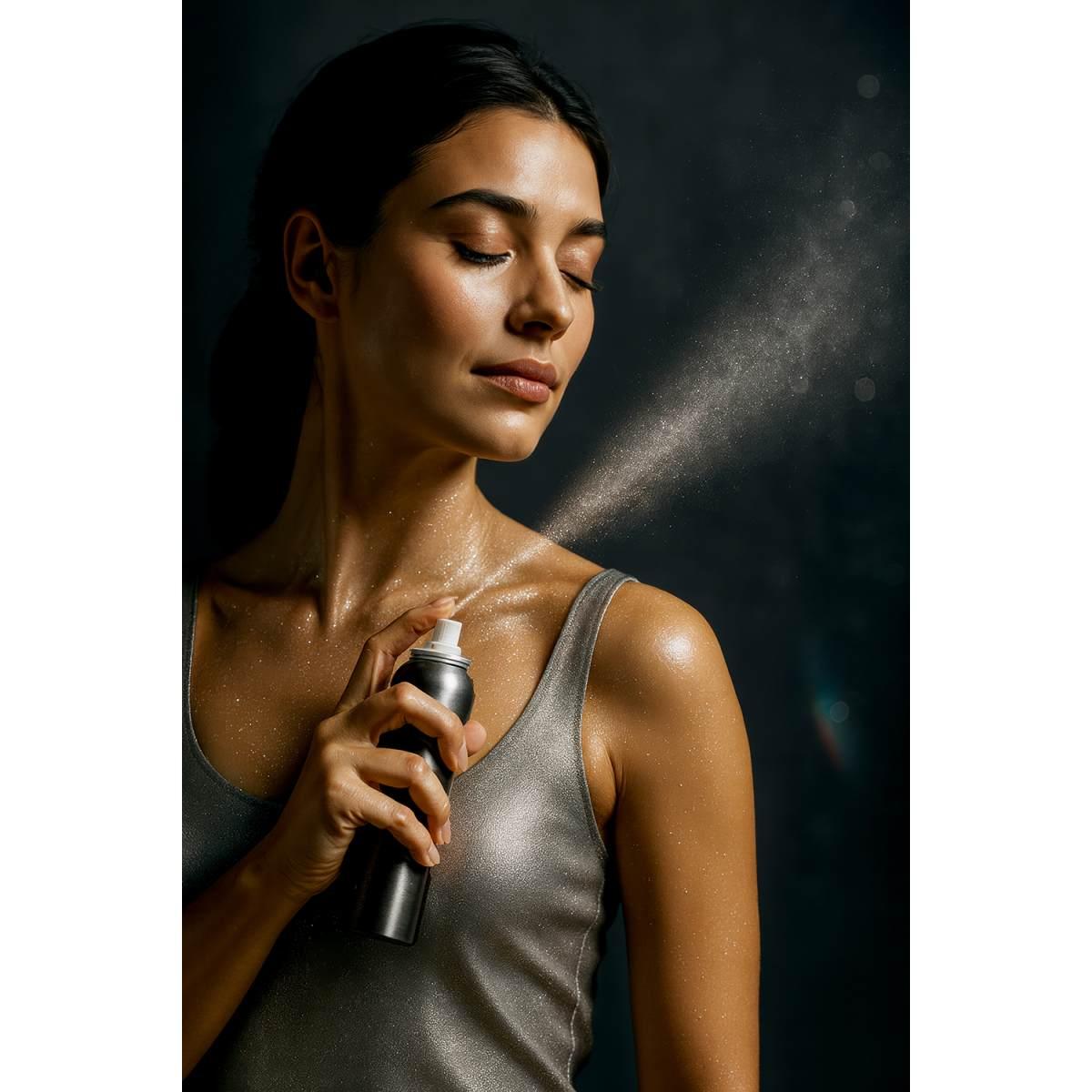 Trucco spray corpo glitter argento ml