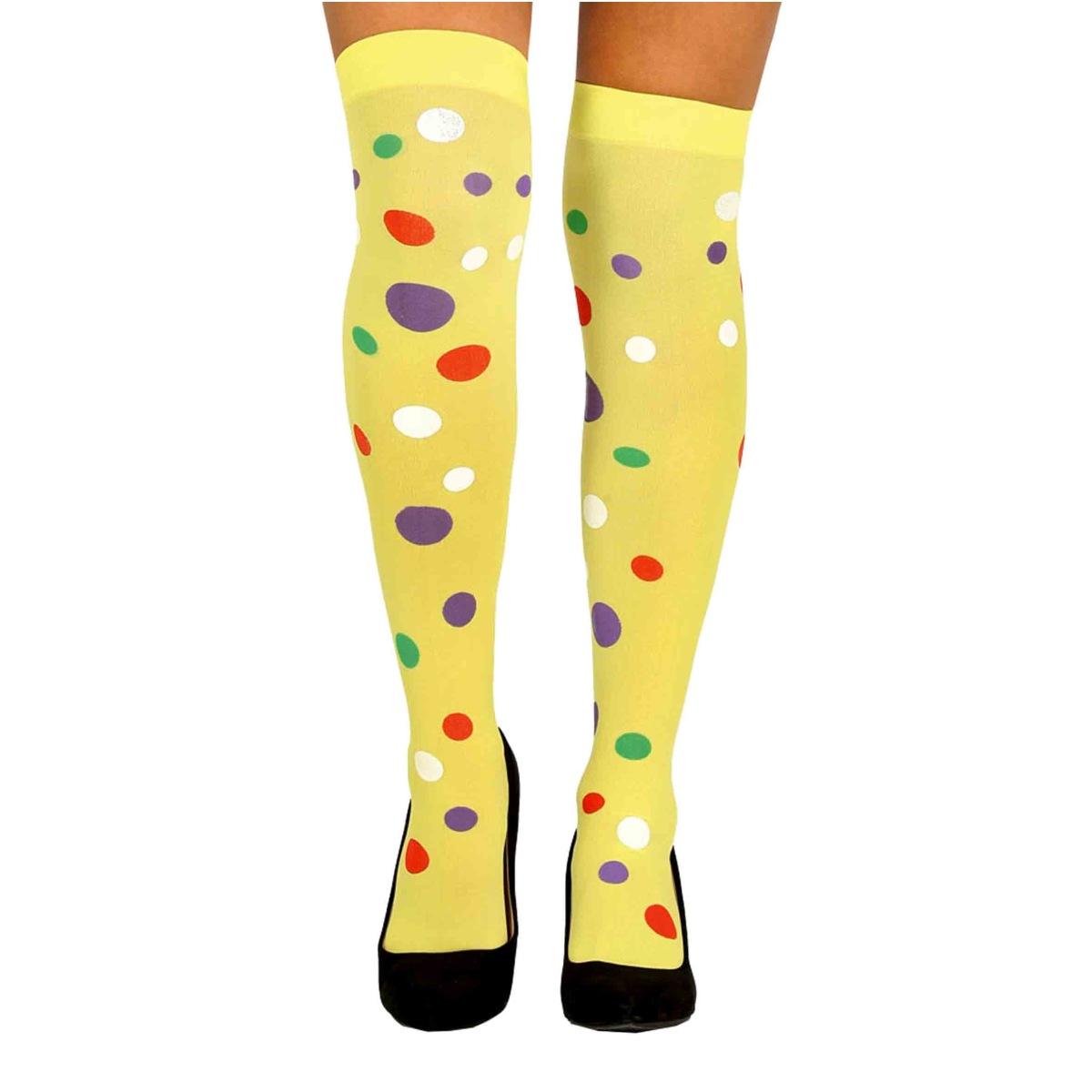 Collant autoreggenti gialle pois multi