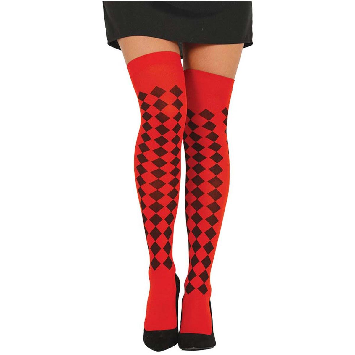 Collant autoreggenti scacchi rosse nere