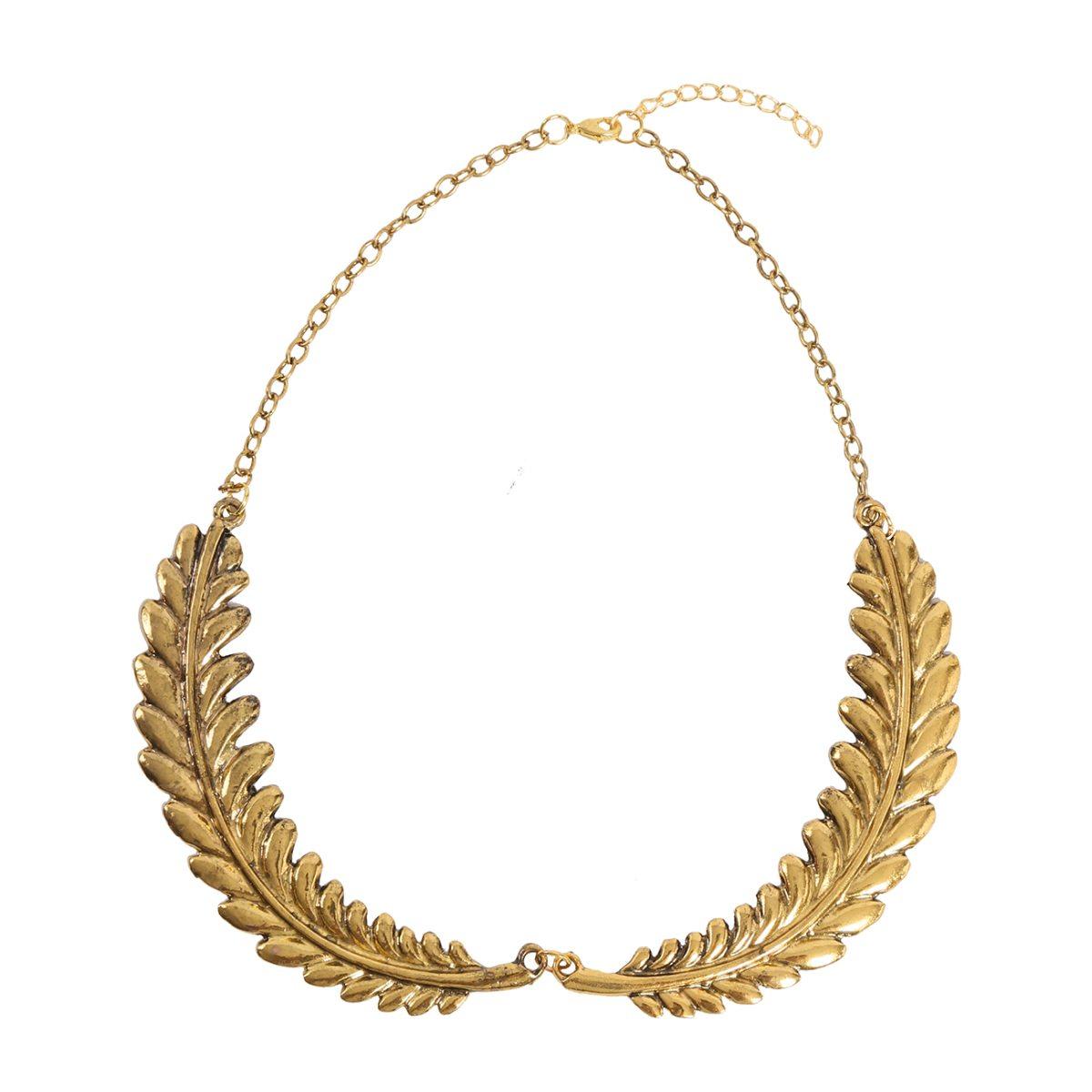 Collana metallo oro reco romana foglie