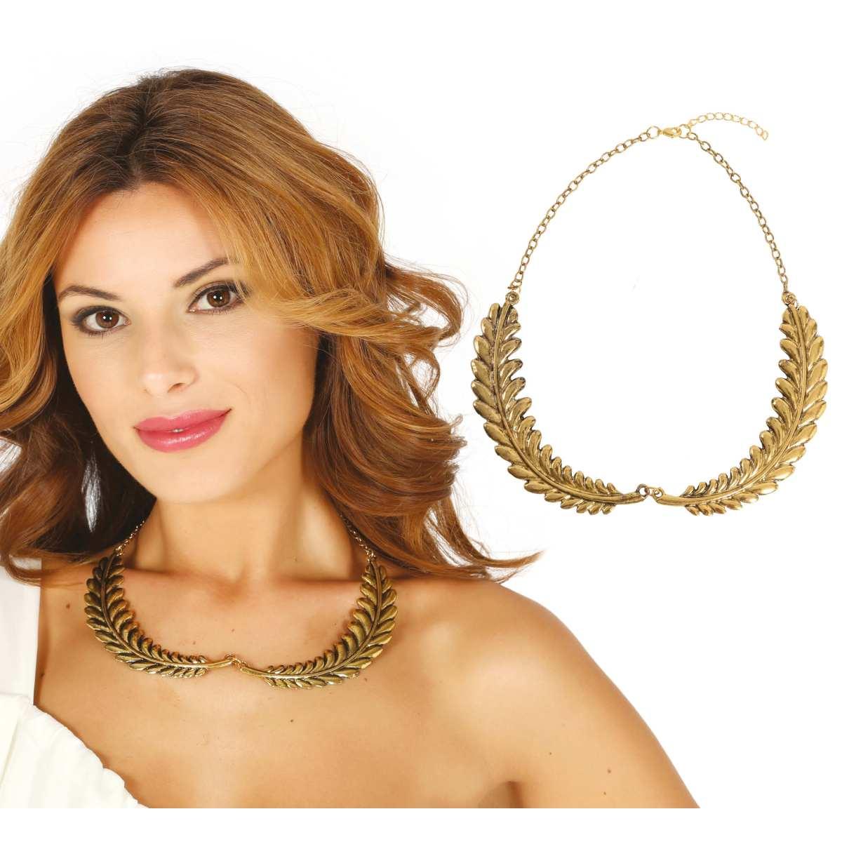 Collana metallo oro reco romana foglie