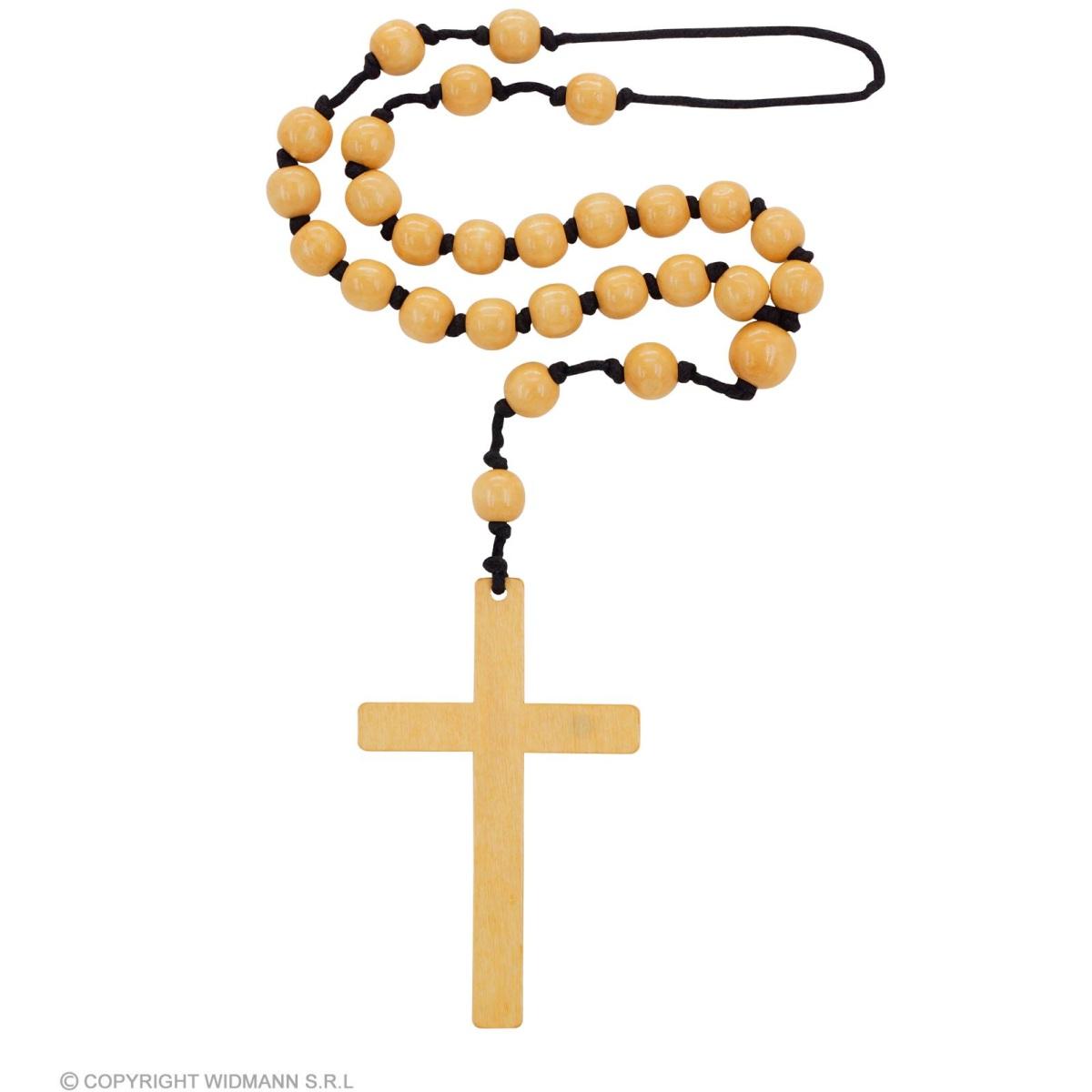 Collana rosario legno croce