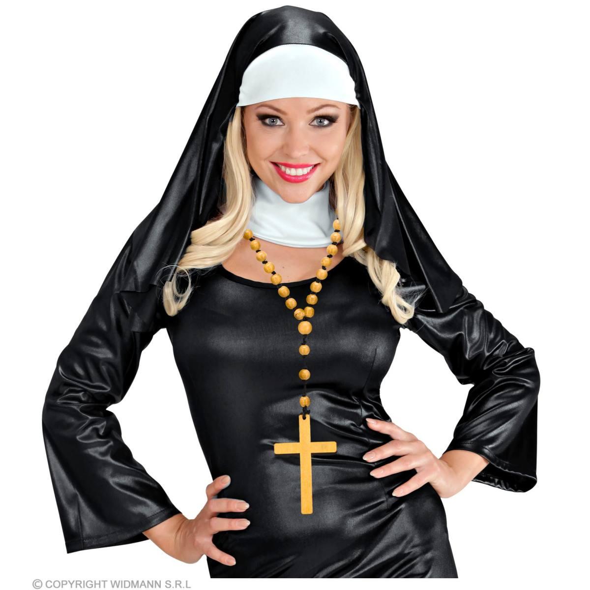 Collana rosario legno croce
