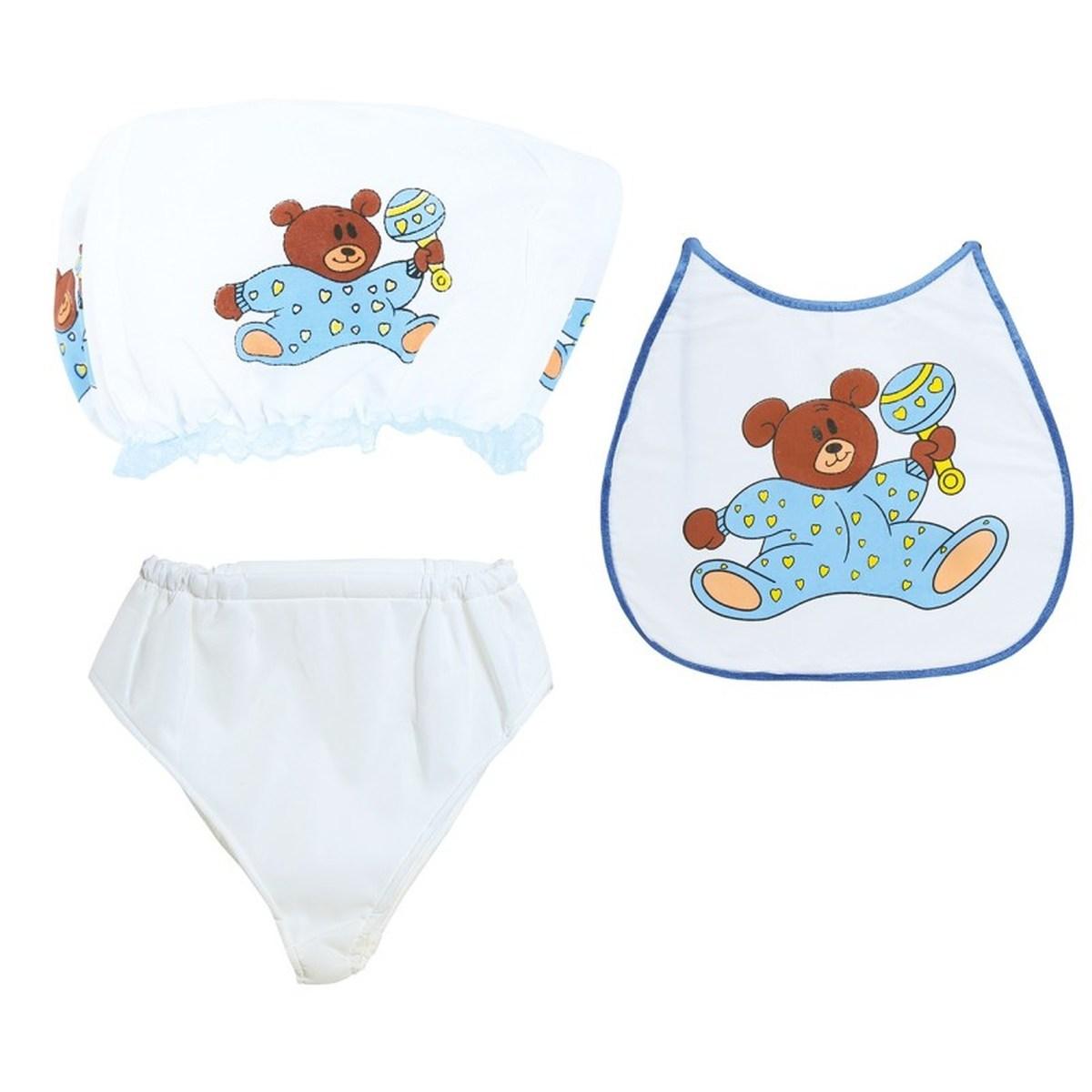 Bebe bavaglino cuffia pannolino azzurro