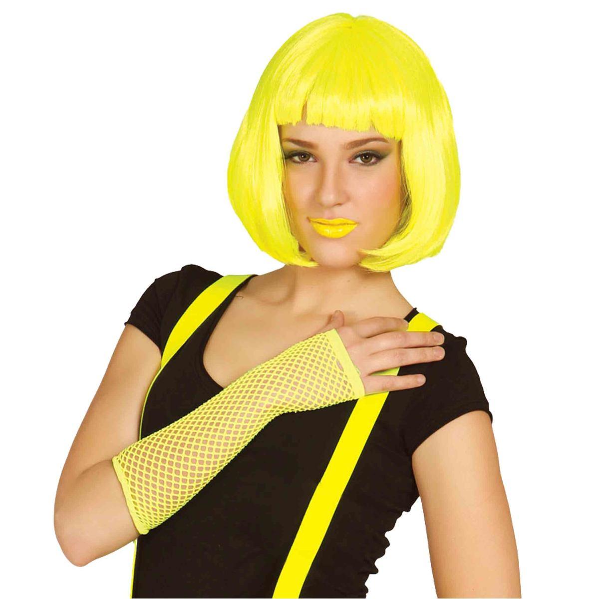 Guanti corti rete giallo fluo senza dita