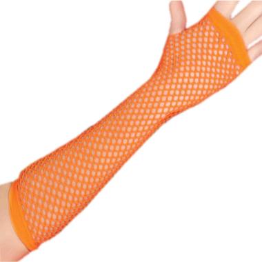 Guanti medi rete arancione fluo senza dita
