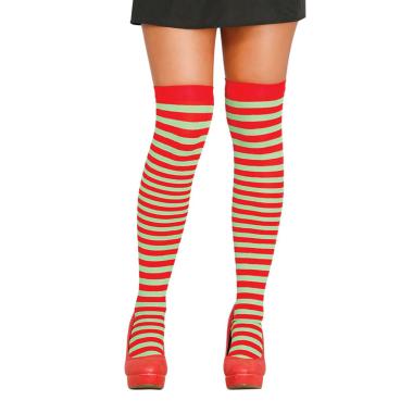 Collant autoreggenti righe rosse verdi