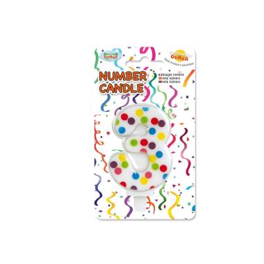 Candelina compleanno n 3 porporina 4 colori
