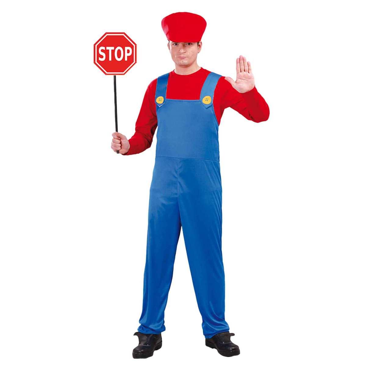 Costume tuta idraulico blu rossa super mario
