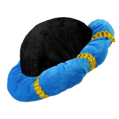 Cappello arabo turbante tessuto nero azzurro