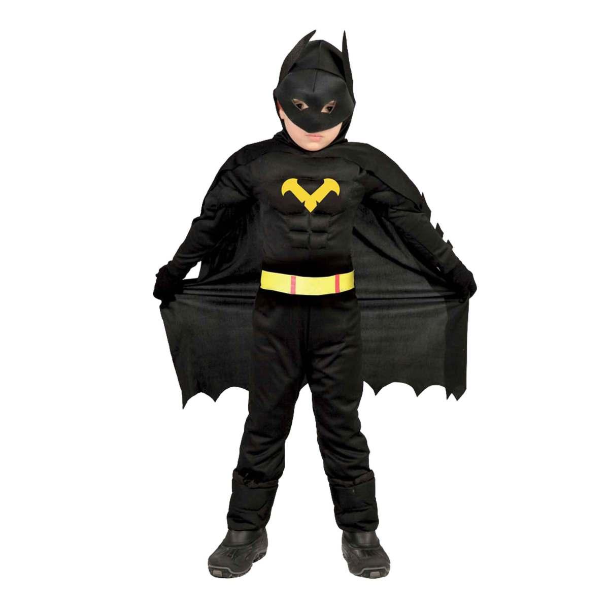 Costume super eroe batman nero muscoli