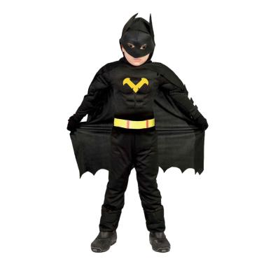 Costume super eroe batman nero muscoli