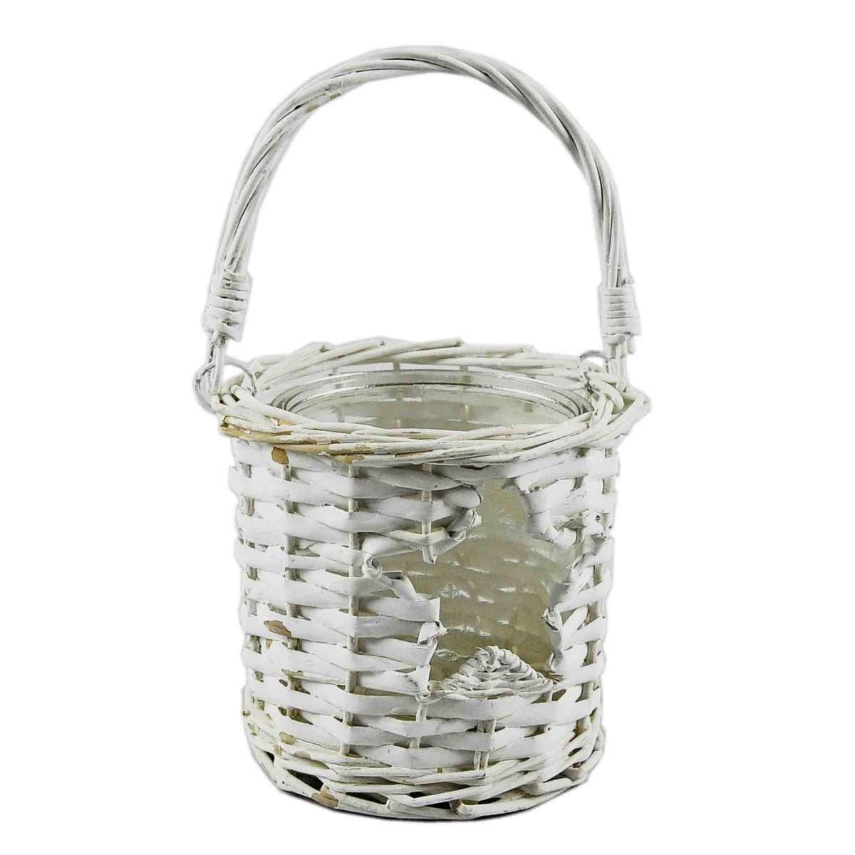 Porta candela natalizio vimini bianco