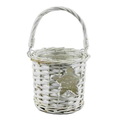 Porta candela natalizio vimini bianco