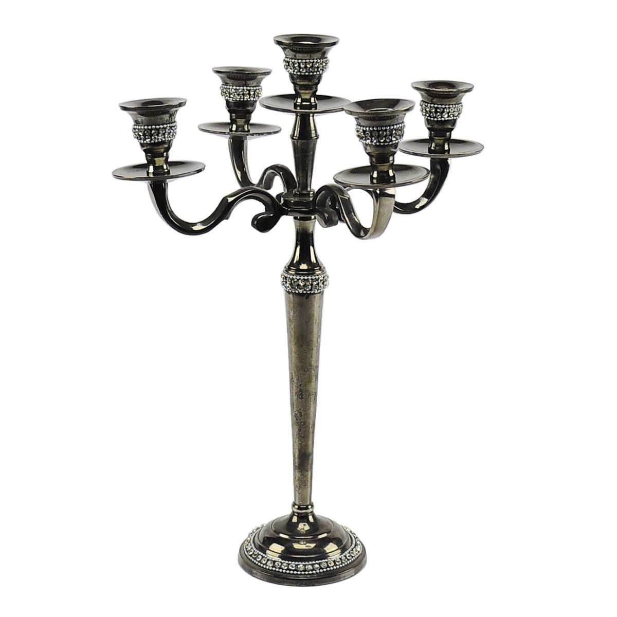 Candelabro 5 metallo nero strass modello p