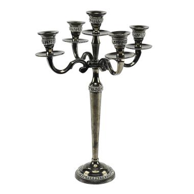 Candelabro 5 metallo nero strass modello p