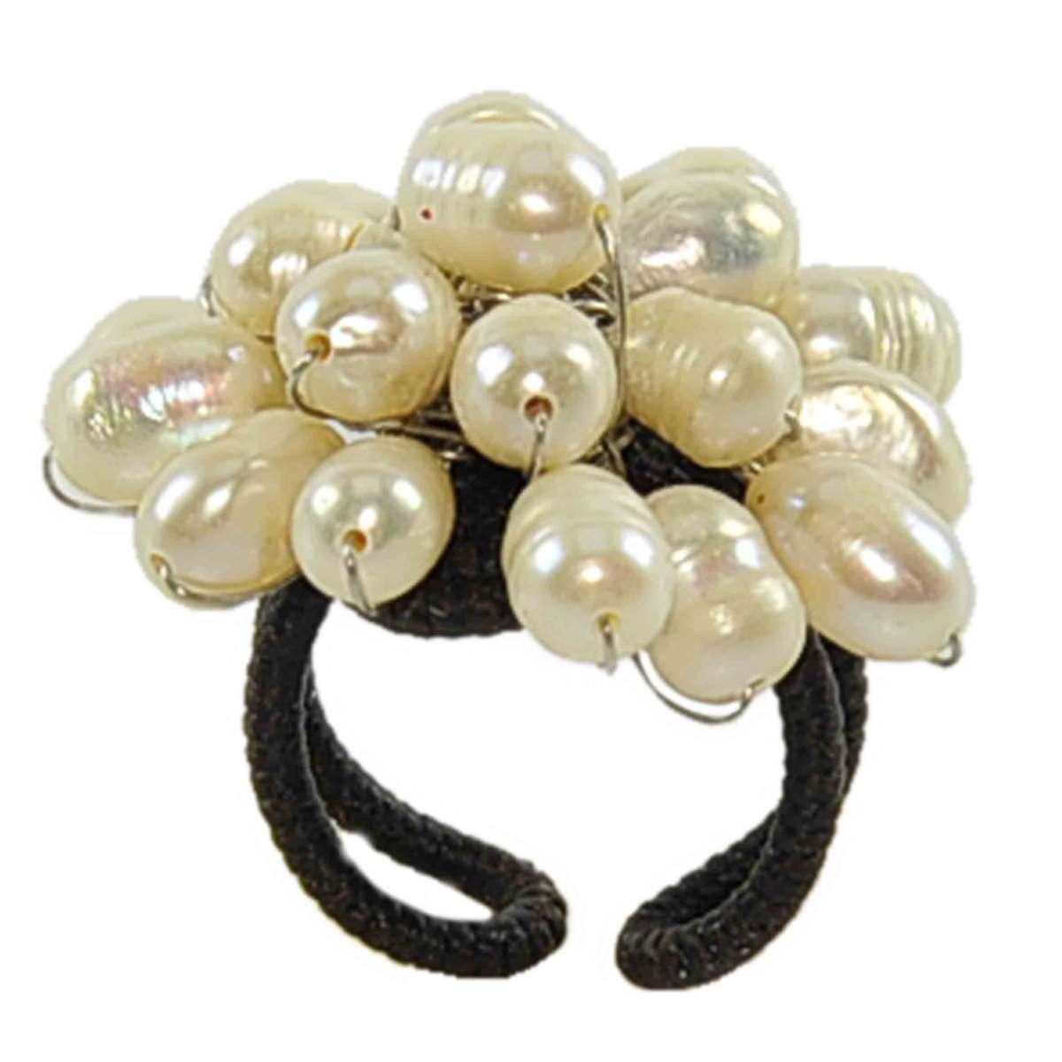 Anello perline beige