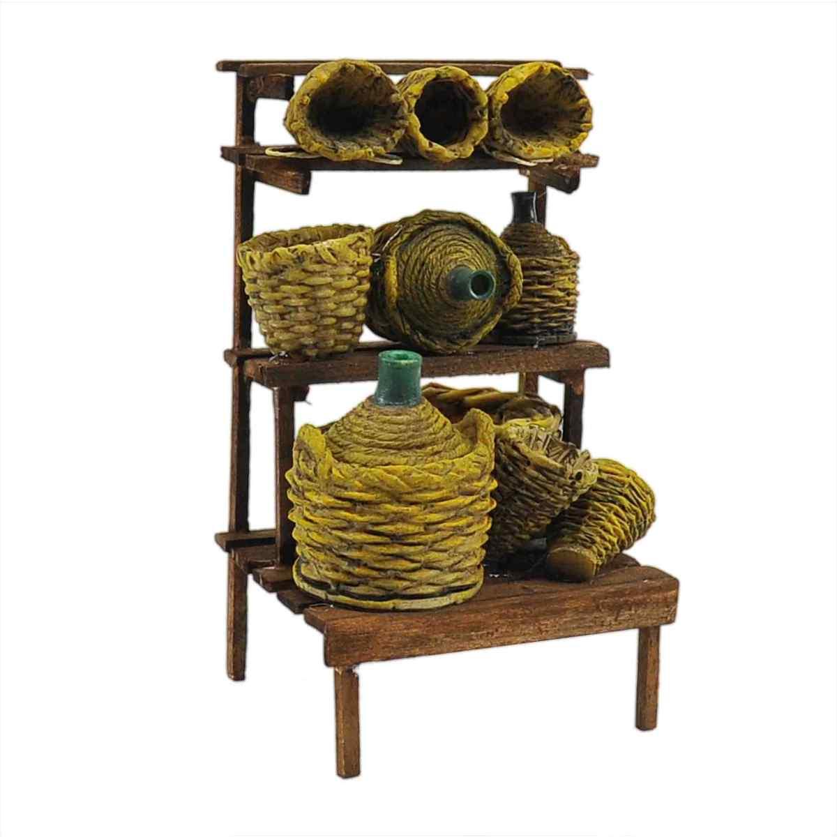 Bancarella presepe damigiane ceste