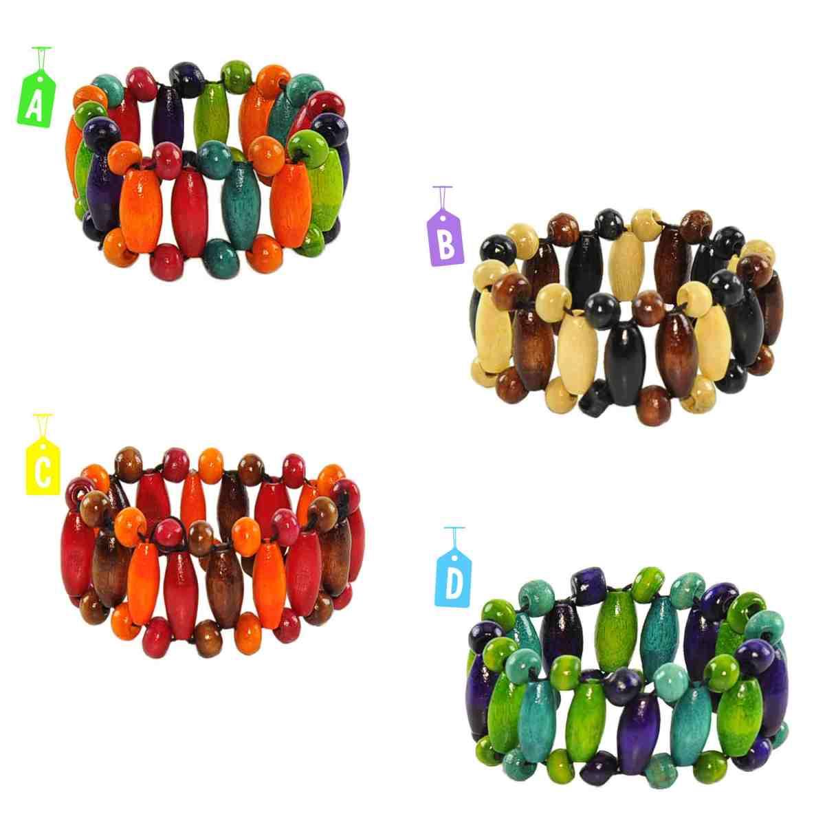 Bracciale legno fiori 4 colori
