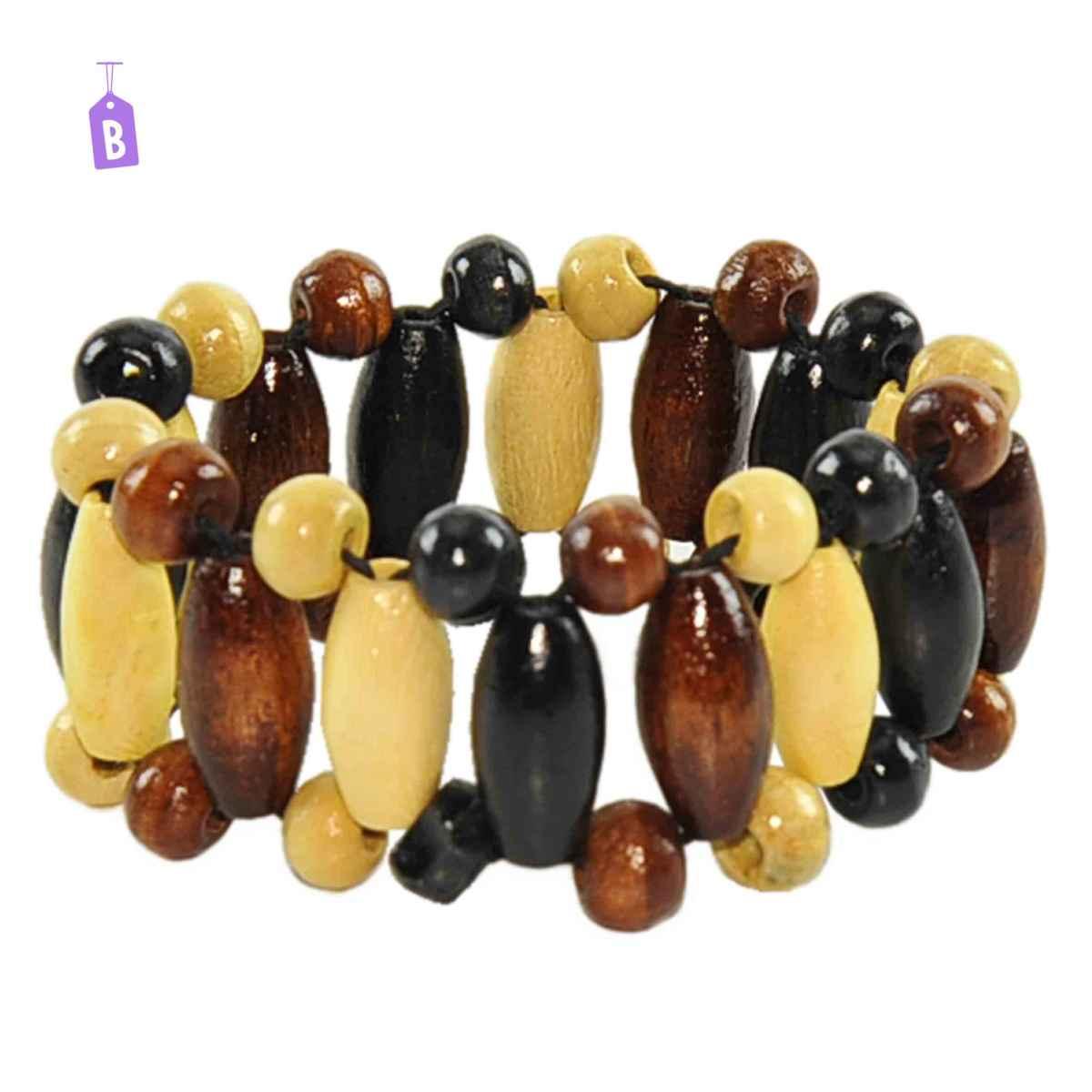 Bracciale legno fiori 4 colori