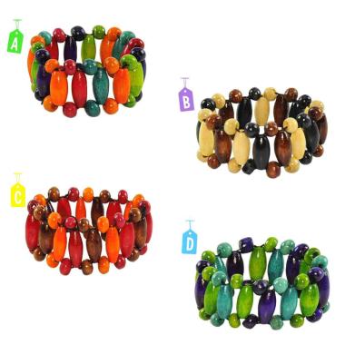 Bracciale legno fiori 4 colori