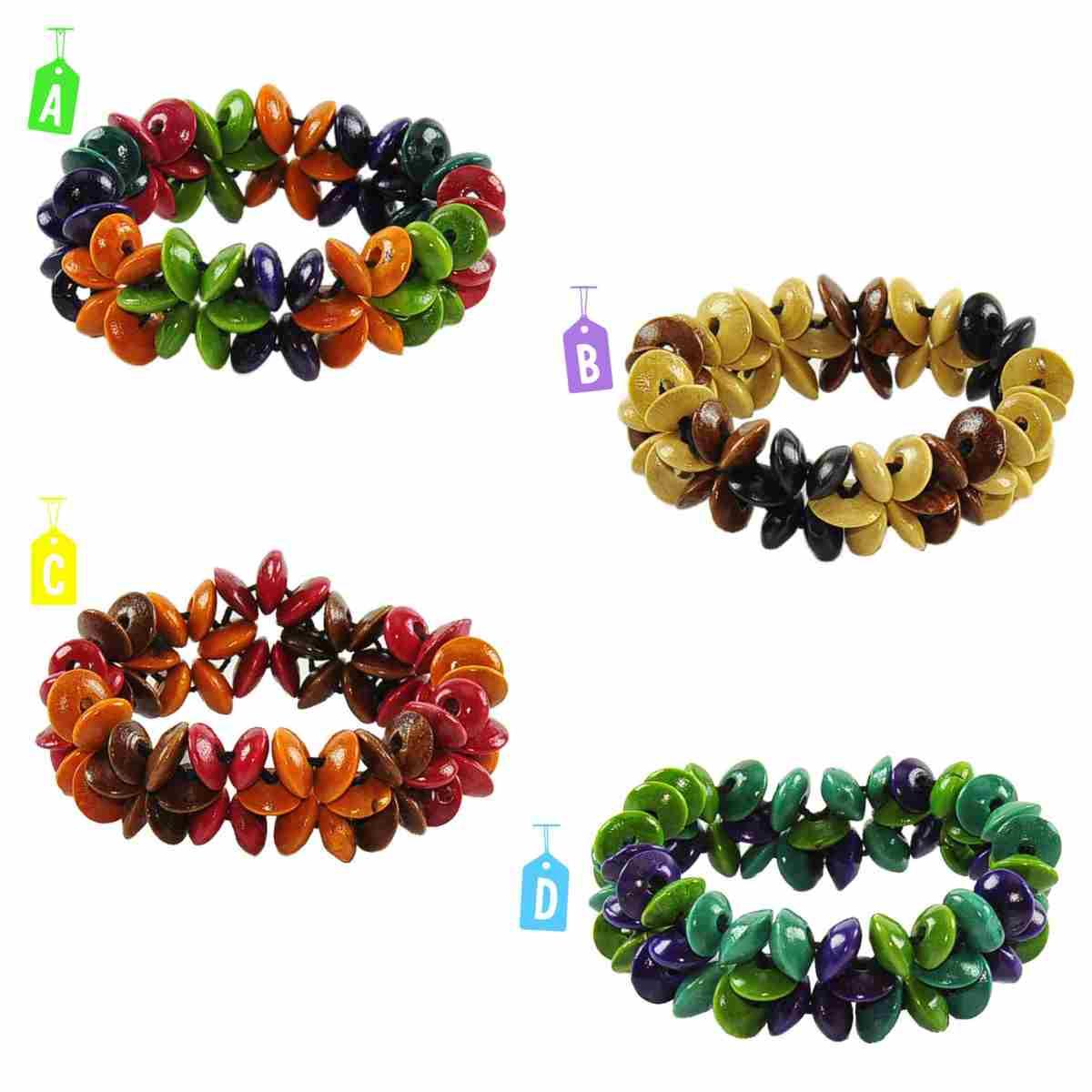 Bracciale legno fiori 4 colori