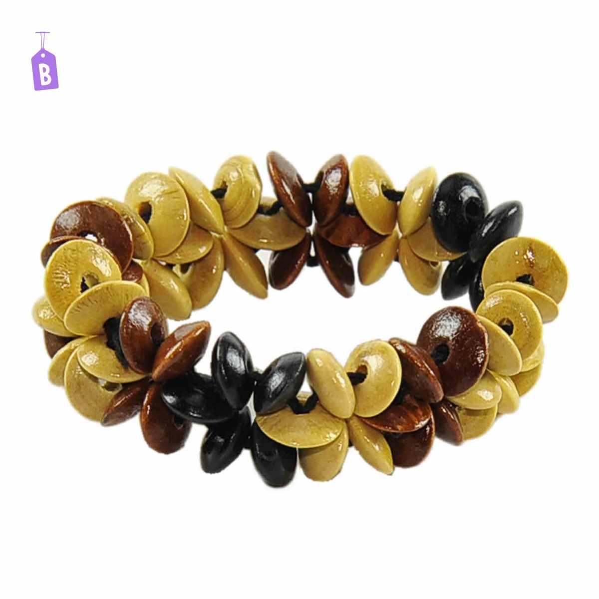 Bracciale legno fiori 4 colori