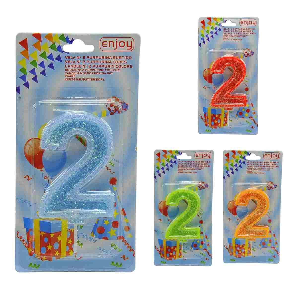 Candelina compleanno n 2 porporina 4 colori