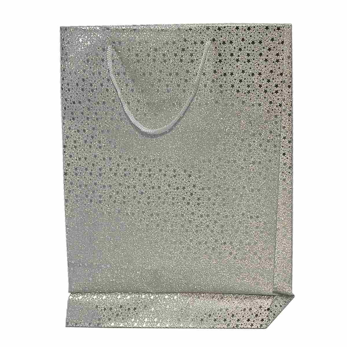 Busta regalo natale glitter stelline 2 colori 41 x 33 cm