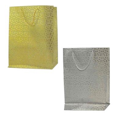 Busta regalo natale glitter stelline 2 colori 41 x 33 cm