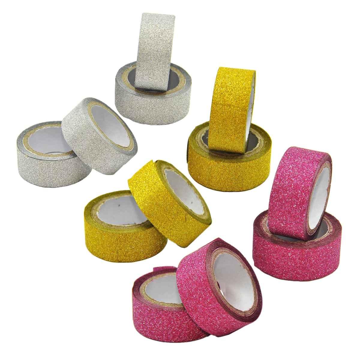 Nastro natalizio adesivo glitter 3 colori Set 4 pz