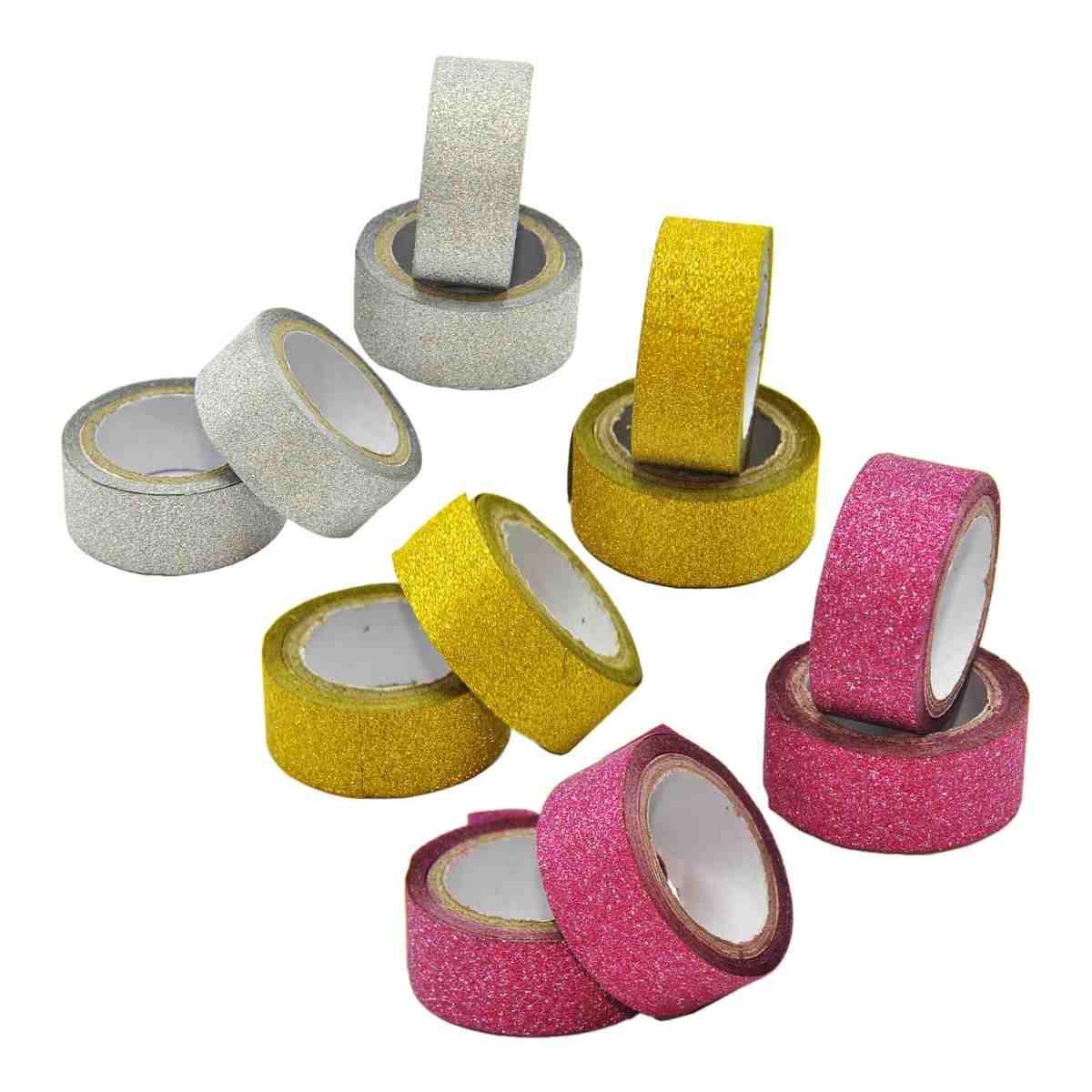 Nastro natalizio adesivo glitter 3 colori Set 4 pz