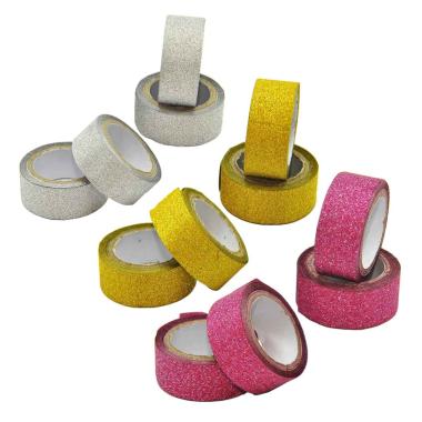Nastro natalizio adesivo glitter 3 colori Set 4 pz