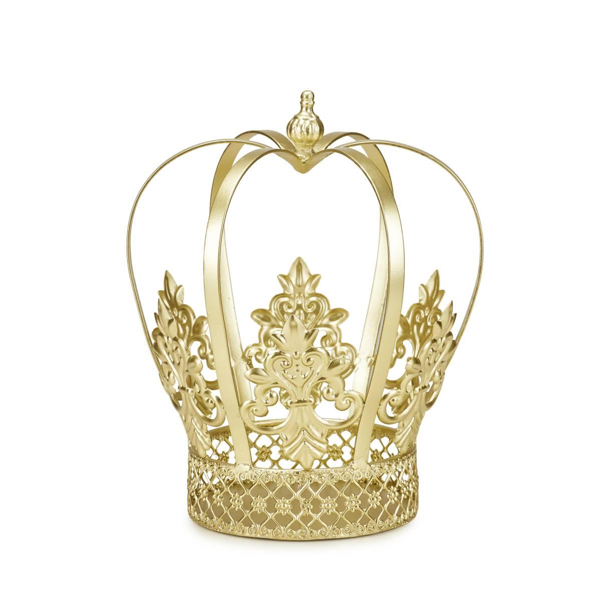 Portacandela metallo corona oro mr crown 30 cm
