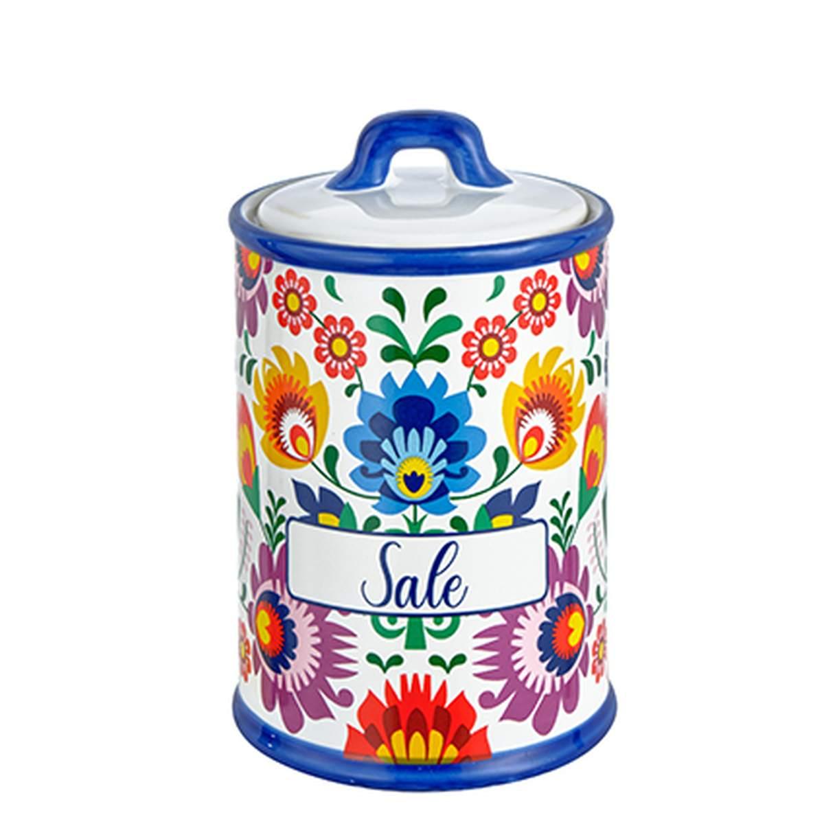 Barattolo Ceramica Stoneware Flora Sale cm.Ø10xh16 | Montemaggi