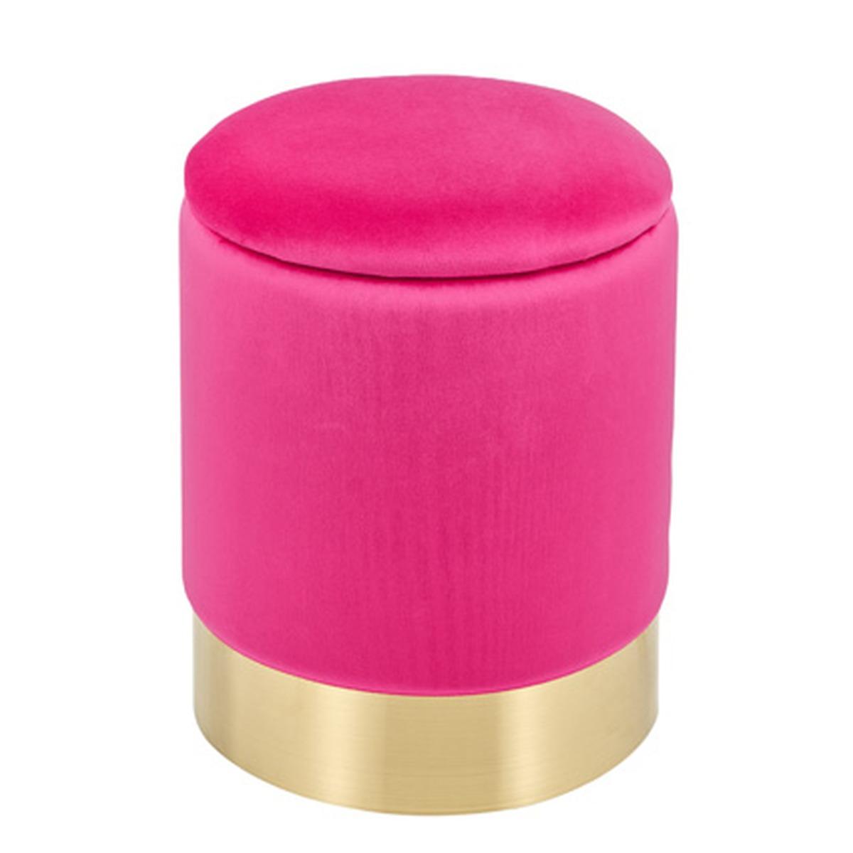 Pouf velluto tondo fuxia apribile